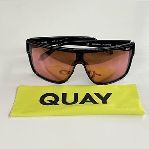 Quay Australia Nightfall 145mm Curve Shield Sunglasses Black/ Brown Pink